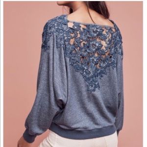 Anthropologie meadow rue Bria lace back sweatshirt